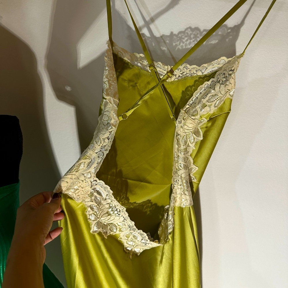 GORGEOUS Chartreuse Backless Silk Dress